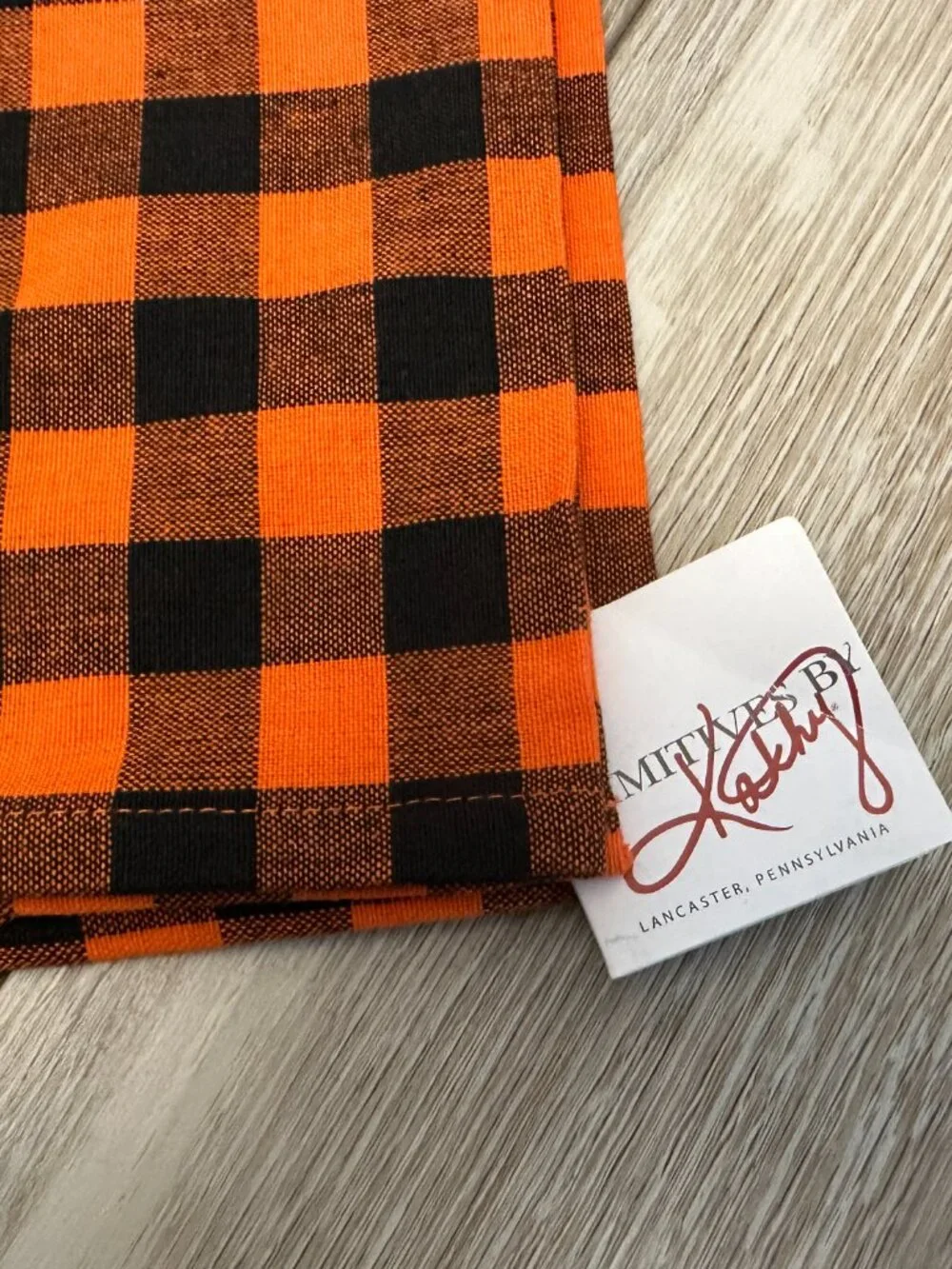 NWT Primitives by Kathy Kitchen Towel Black & Orange Plaid Halloween Fall